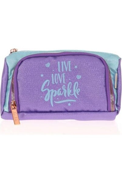 KAUKKO Sparkle Plump Kalem Çantası Duble Koyu Lila K2532