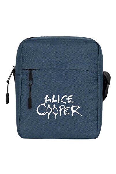 CrowsGate حقيبة كتف بشعار أليس كوبر باللون الأزرق الداكن