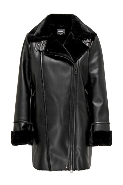 ONLY fur coat, black