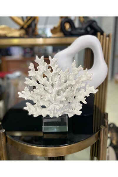 Mirsa Global Dekoratif Krıstal Kaideli Mercan Biblo Krem Rengi