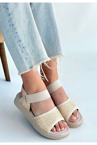 buğrahayalin Jake bej wicker skin sandals