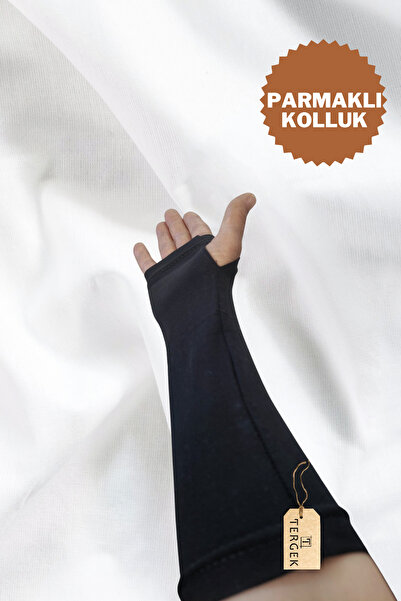 Tergek Fingered Sleeves Black, Right and Left Double Lycra Fingered Sports Hijab Sleeves