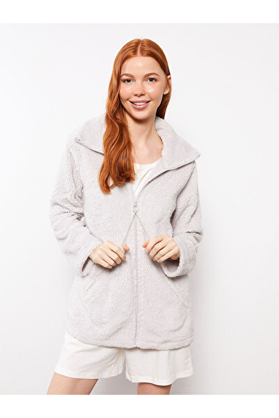 LC Waikiki Gray Mock Neck Straight Long Sleeve Women's Pajama Top