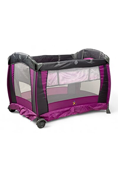 ALBADER Two-Level Baby Playpen, Baby Crib & Playpen with Canopy and Mosquito Net, Foldable Portable Baby Bed