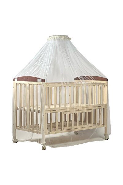 ALBADER Wooden Baby Bed – Multi-Level Adjustable Wooden Crib for Newborns with Rocking Mode, Mosquito Net