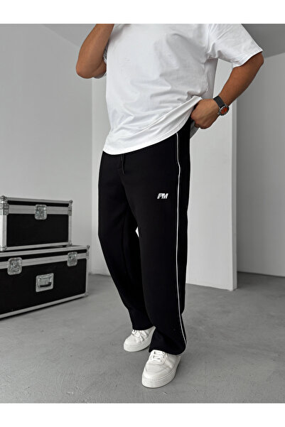 BYBASICMAN Black Pm Embroidered Pipe Leg Ribbed Tracksuit Pm-11