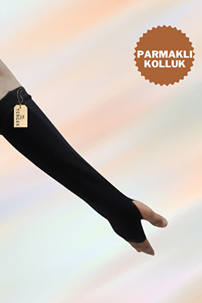 Tergek Fingered Sleeves Black, Right and Left Double Lycra Fingered Sports Hijab Sleeves