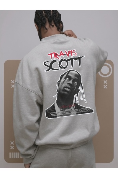 Wish BF Unisex Ανδρικό/Γυναικείο TRAVIS SCOTT Πολύχρωμο Φούτερ με λαιμόκοψη μ...