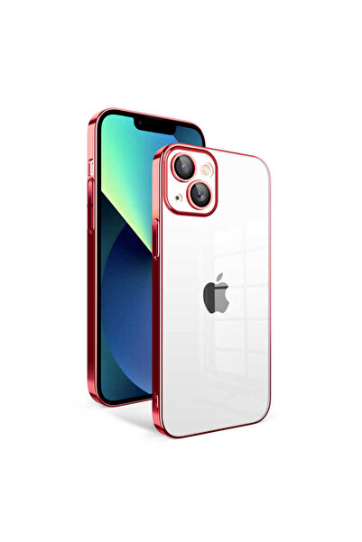 toyigoo حافظة TYGO متوافقة مع هاتف iPhone 13 مع إطار ملون لحماية الكاميرا - أحمر