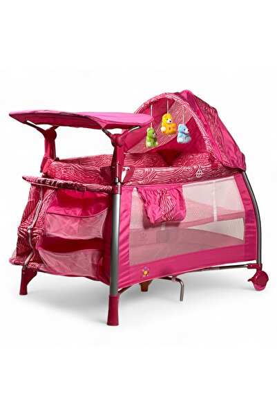 ALBADR سرير أطفال 2 في 1 مع حظيرة لعب مع مظلة قابلة للتعديل وألعاب معلقة ومرت...