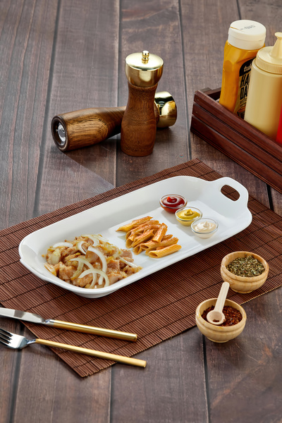 Le Paon Porselen Dikdörtgen Sunum ve Servis Tabağı 36,5x16x4 cm – Şık Kahvaltı ve Meze