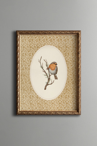 epiqart Kızılgerdan - Vintage Desenli Çerçeve