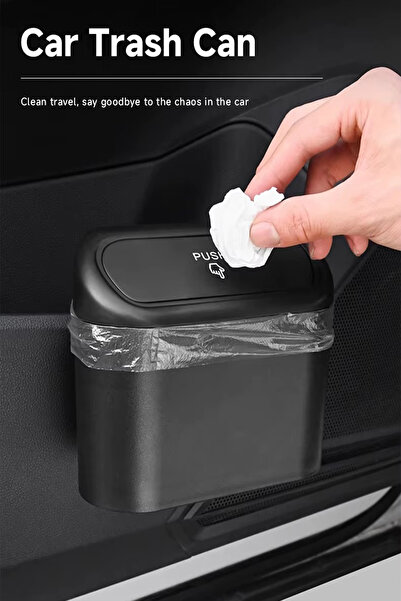 Pastimore سلة مهملات للسيارة مع غطاء، منظم داخلي للسيارة، سلة قمامة محمولة قا...