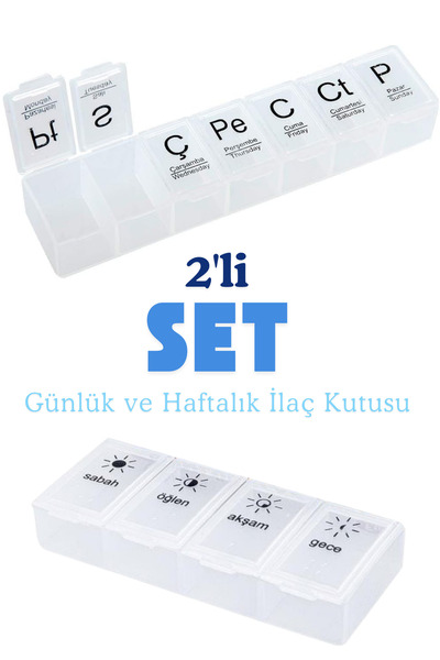 MultiTrendy Günlük Ve Haftalık İlaç Kutusu Seti İlaç Kutusu Düzenleyici Hap K...