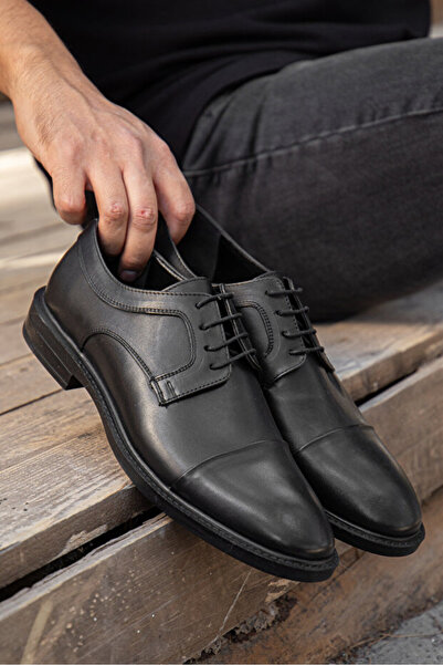 Elit Fortuna 394 Siyah Hakiki Deri Günlük Erkek Klasik Ayakkabı