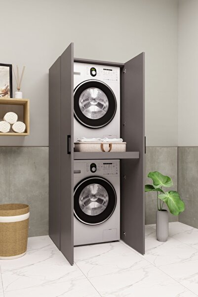 DEMİRBAL MOBİLYA Mdf Çamaşır Makinesi Kurutma Makinesi Dolabı Çekmeceli Kapak...