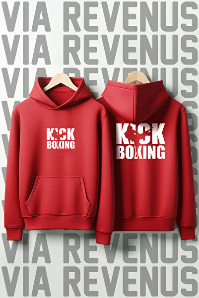 Vordevia Hanorac cu glugă cu imprimeu Kick Boxing față și spate