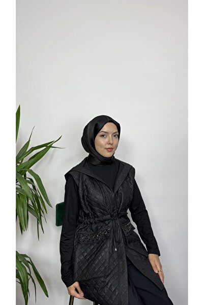Nuss Siyah Renk Tesettür Kap Yelek