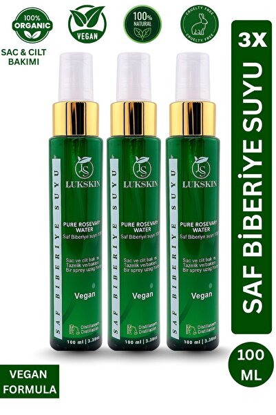 LUKSKIN Doğal Biberiye Suyu Hidrosol – Saf Bitkisel Rosemary Water Sprey Çok ...