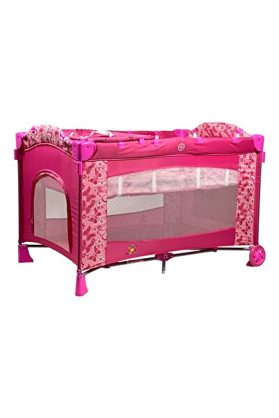 ALBADER 2-in-1 Baby Crib and Playpen with Large Umbrella-Style Canopy, Mosquito Net, Convertible Toddler Bed