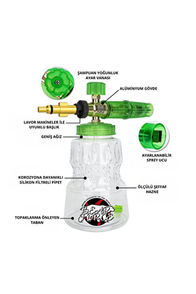 ROBEVE Bear Force Foam Lance Lavor Cihazlar İle Uyumlu Köpük Yapıcı Aparat 1L Köpük Aparatı