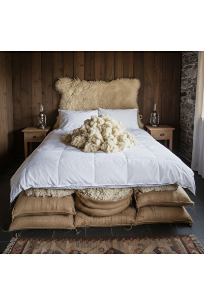 UYKUPEREST Tek Kişilik Yün Yorgan 160x220 – %100 Doğal Yün, Pamuk Dış Kumaş
