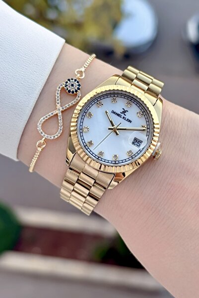 Daniel Klein Altın Renk 33 Mm Hediye Paketli Kadın Kol Saati ve Bileklik