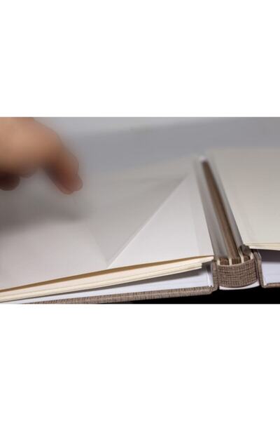 NRCN 20 Yaprak [40 Sayfa] 315x325mm Koton Desenli Yapıştırmalı Fotoğraf Albümü Krem