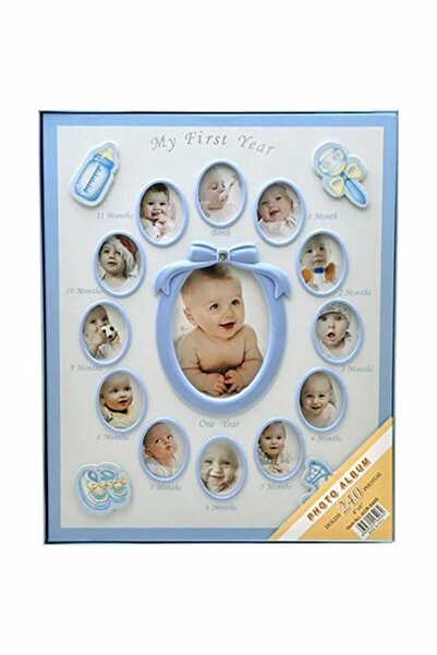 NRCN 240'lık Bebek Fotoğraf Albümü 12 Ay Fotoğraf Çerçevesi Bebek Albümü Mavi