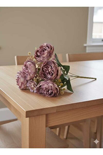 YASİMA Koca Kafalı Lotus Çiçeği Lila tonlarında 7 dallı 42 Cm Ev Dekor saksı vazo süsü