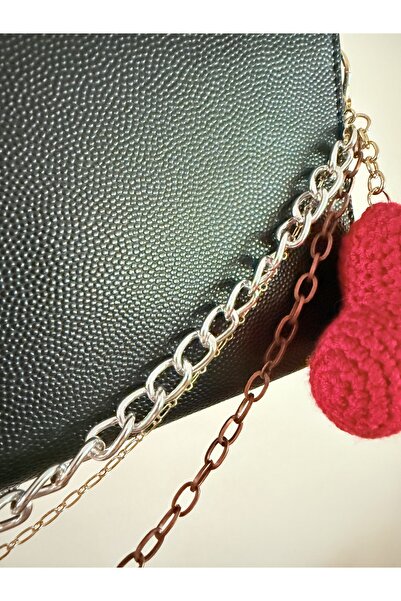 OITA Triple 3-Row Gold Silver Copper Chain Bag Charm Purse Accessory Keychain Weave Heart Figure