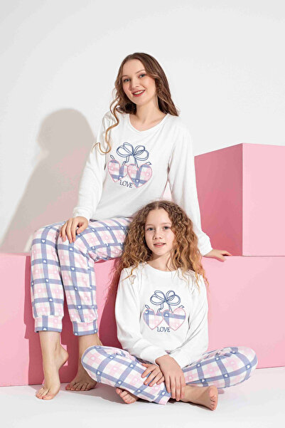 İYİBU Set de pijamale termice cu model în carouri roz pentru mamă și fiică (se vinde separat)