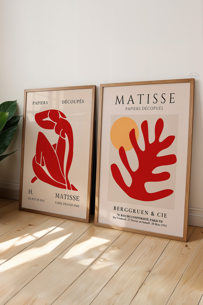 Basquiart Poster roșu Matisse înrămat în lemn, set de picturi nr:26