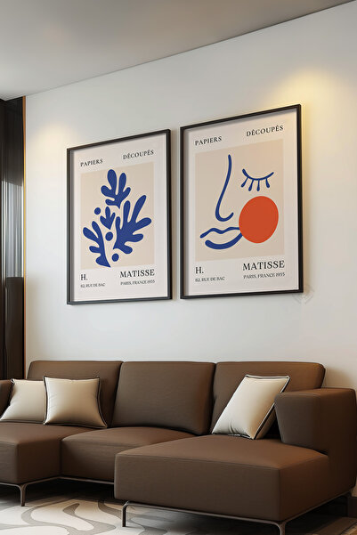 Basquiart Poster înrămat negru Blue Matisse, set de 2, set de pictură nr:27