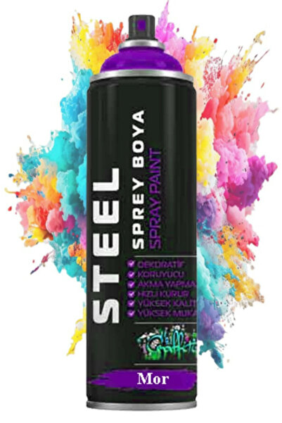 Minopi Mor Sprey Boya 200 ml Hızlı Kuruyan Renkli Profesyonel Ahşap Plastik Demir Metal Cam Porselen
