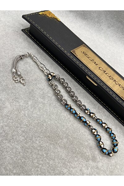 Tespihçe Kişiye Özel Tasarım Metal Aksesuarlı Mine İşlemeli Kuka Tesbih+İsimli Kutu