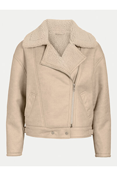 VILA Γυναικείο Μπουφάν από Δέρμα 14098061 Μπεζ