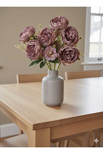 YAPAY ÇİÇEK DERYASI زهرة اللوتس ذات الرأس الكبير بلون الخوخ الأرجواني والليلكي 42 سم لديكور المنزل