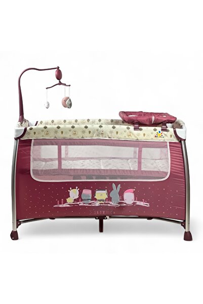 ALBADER Baby Playpen Two-Level, Baby Crib and Playpen with Changing Table, Foldable Portable Baby Bed