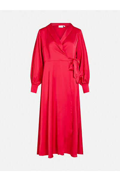 VILA Γυναικείο Φόρεμα Κοκτέιλ 14093784 Κόκκινο