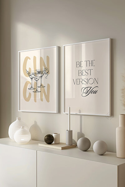 Basquiart Set de 2 postere boeme cu ramă albă, set de picturi nr:4