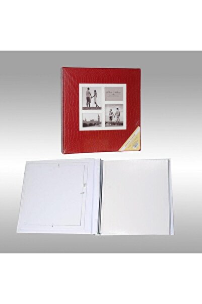 Angelphoto 20 ورقة [40 صفحة] ألبوم صور جلدي لاصق مقاس 315 × 325 مم باللون الأحمر