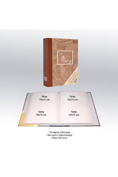 NRCN ألبوم صور نافذة مقاس 10 × 15 سم مكون من 200 قطعة بني براميتي