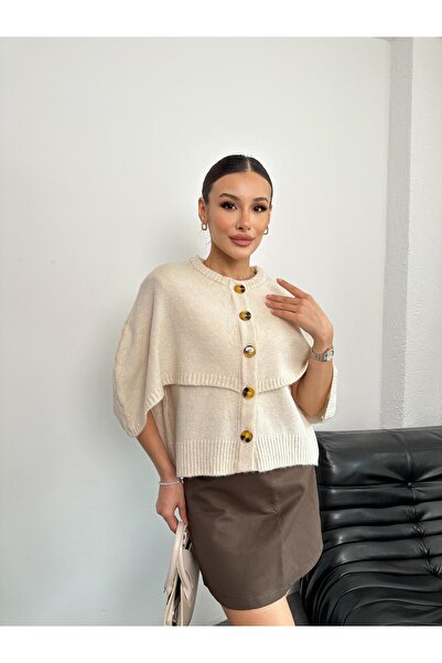 TOFİX textile سترة تريكو شتوية بياقة دائرية وأزرار، كارديجان موسمي