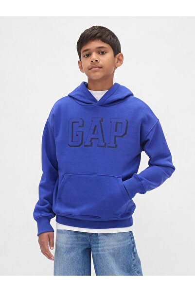 GAP Erkek Çocuk Mavi Relaxed Logo Sweatshirt