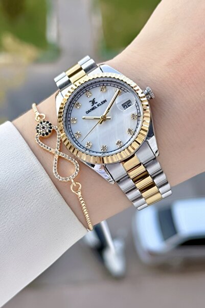 Daniel Klein Gold Gümüş Renk 33 Mm Hediye Paketli Kadın Kol Saati ve Bileklik