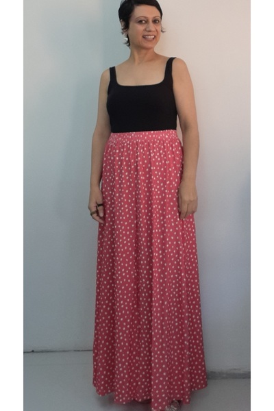 Mertcan Butik Pomegranate Flower Polka Dot 6-Piece Combed Viscose Skirt