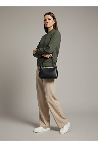 The Mrk Collection Women's Khaki Double Pocket Zippered Pilot Coat