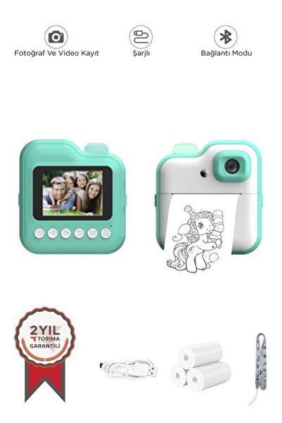 NRCN Cmr15 Mavi Dijital Video Fotoğraf Çocuk Kamerası Anlık Termal Resim Kağı...