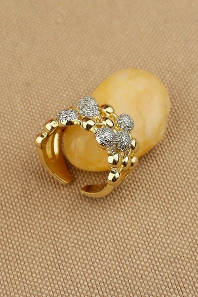 Keyifli Hayaller Steel Ring - Adjustable Steel Dorica Ball Silver Gold Thick Model Stylish Ring Does Not Tarnish Does Not Fade
